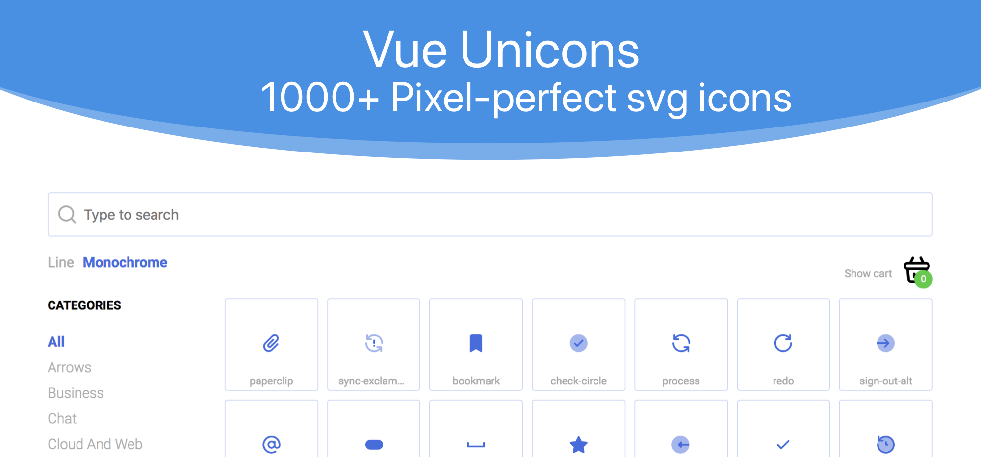 1000種類以上のSVGアイコンUniconsを使用できるライブラリ「vue-unicons」
